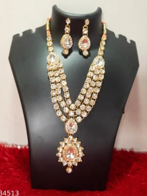 Diamond Raani Haar Necklace Set with Bindi and Earrings